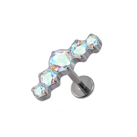 Titanium labret decorative - iridescent zirconia - TGW-079