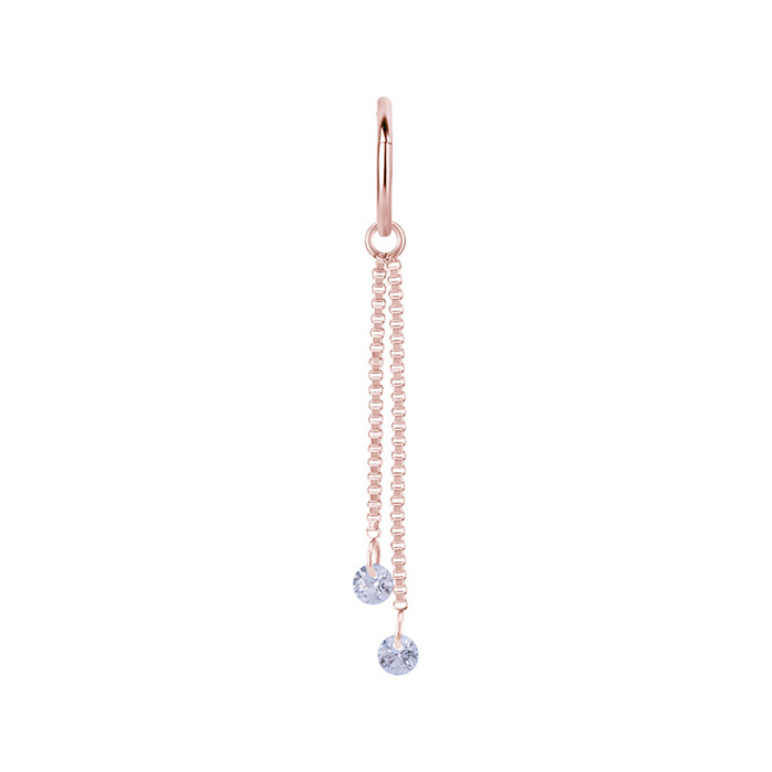 Charms chain with white cubic zirconias - rose gold - D-071