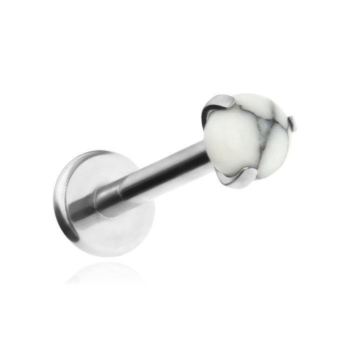 Titanium labret white Howlite - silver