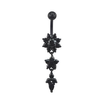 Long Belly button ring black - KP-054