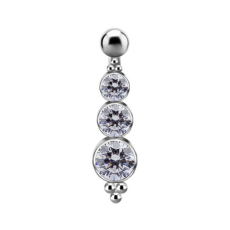 Titanium Belly button ring - Premium Zirconia white - TPP-036