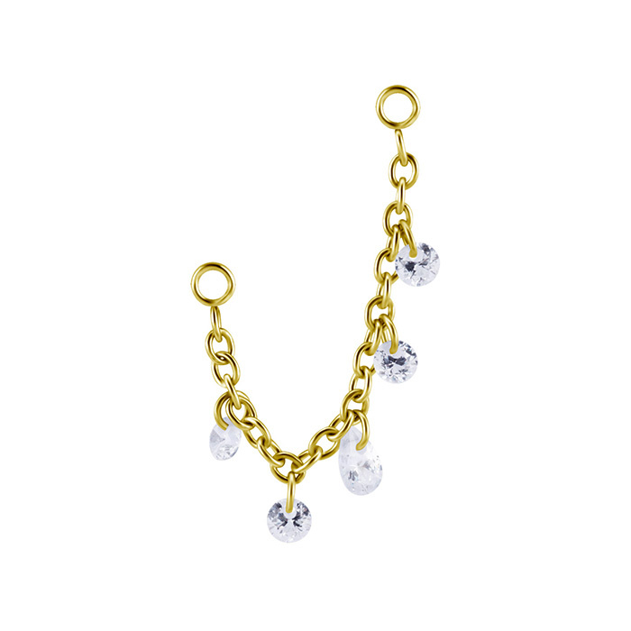 Chain with white zircons - gold - D-075