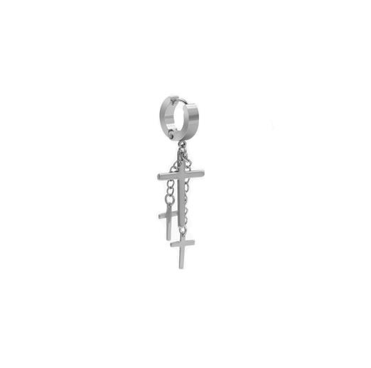 HUGGIE earring decorative crosses silver - KH-010