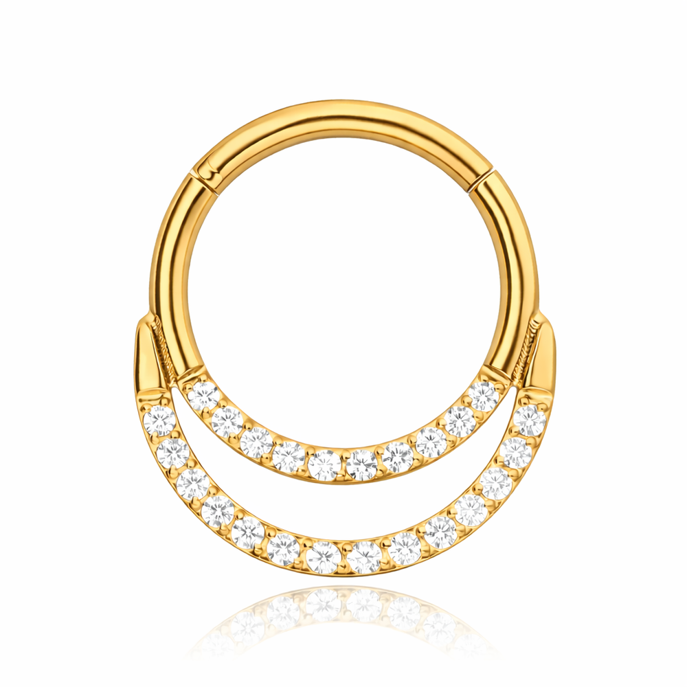 Titanium clicker    - white zircons - TK-046