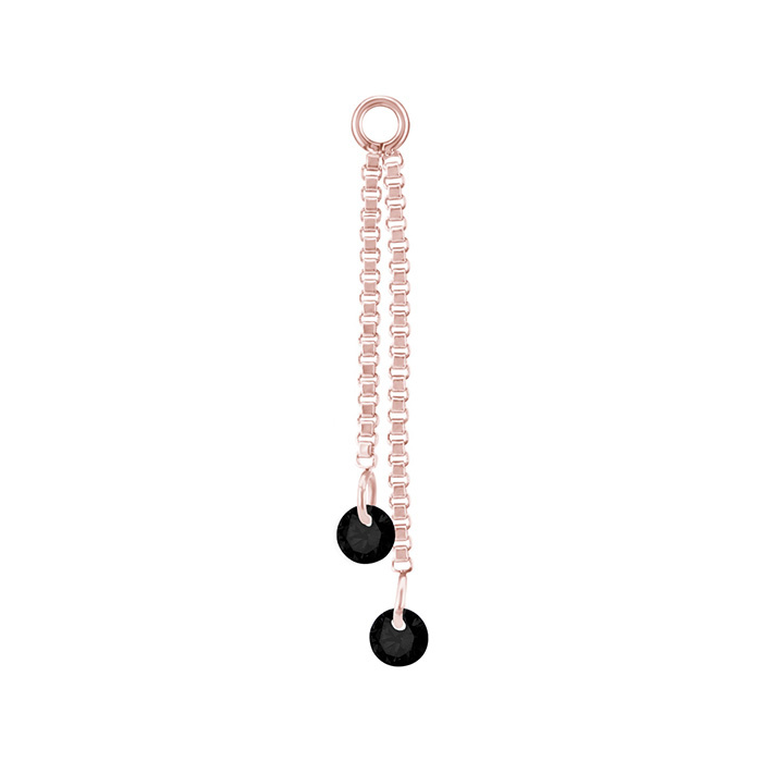 Charms chain with black cubic zirconias - rose gold - D-071