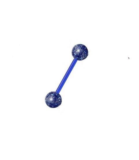 Tongue barbell  glitter blue - KJ-066