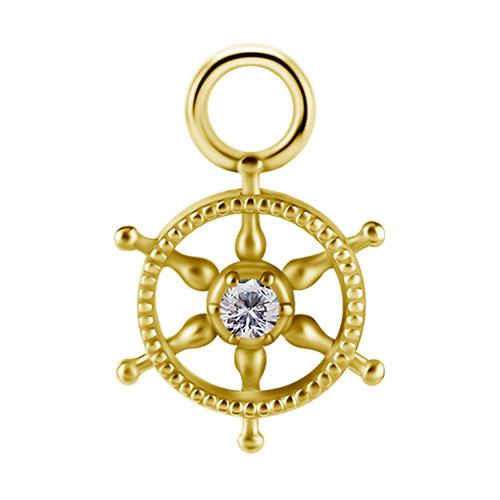 Charms - CoCr NF - gold rudder - PREMIUM ZIRCONIA - D-039