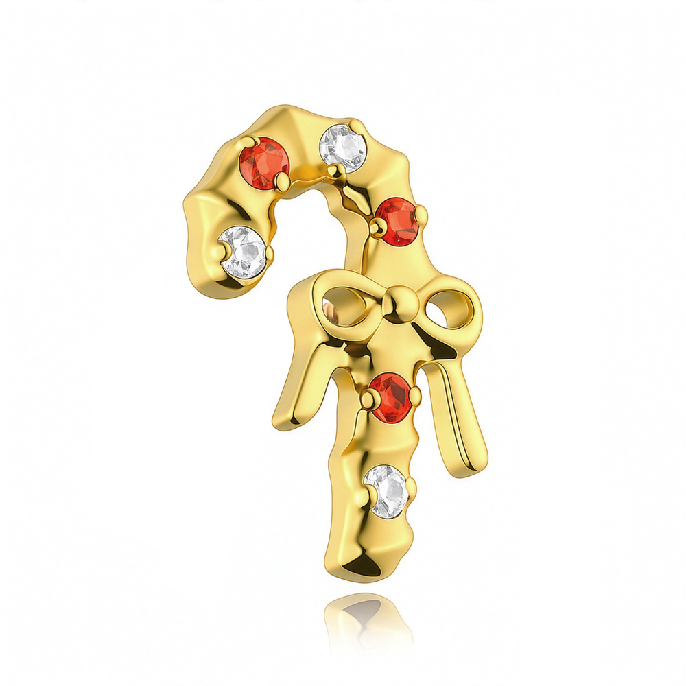 Titanium attachment with white zircons - silver - TNA-104