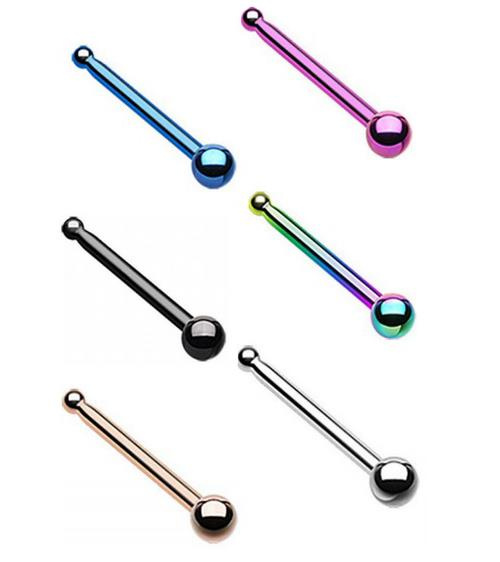 Straight gold nose piercing - NS-001