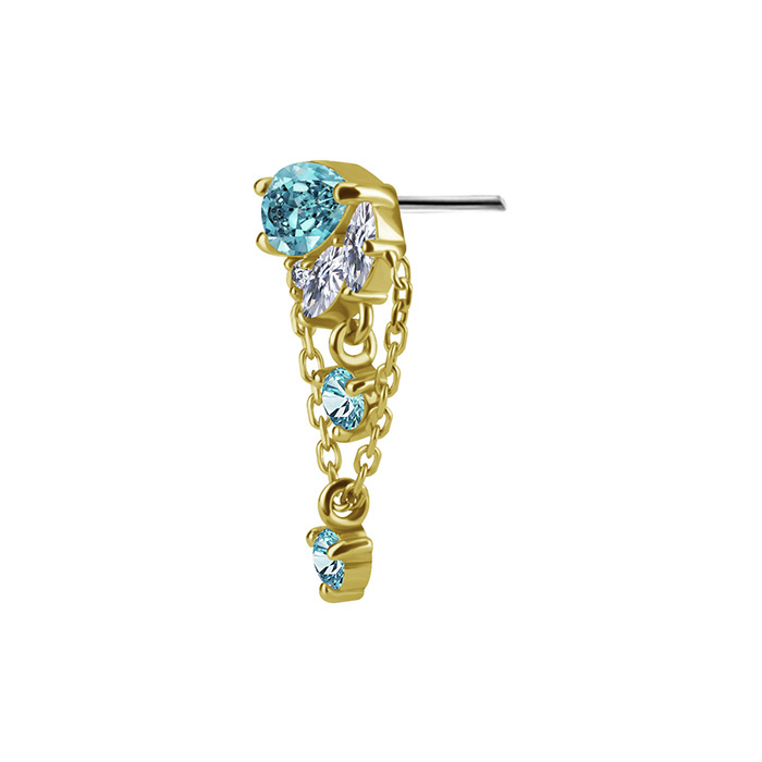 Attachment 18K gold with turquoise and white cubic zirconia and topaz - GD18K-068