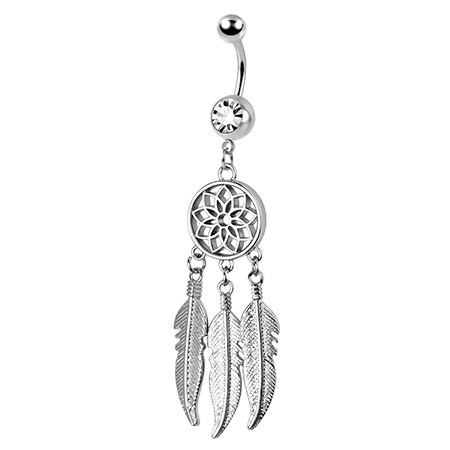 Silver Belly button ring dream catcher - KP-019