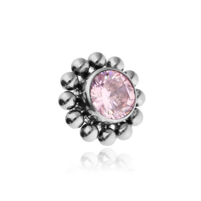 Titanium attachment with pink zirconia - sterling silver - TNA-199