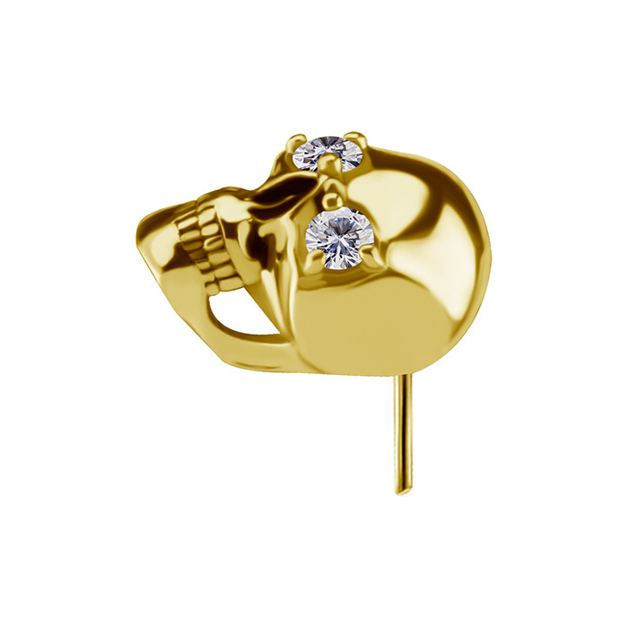 Attachment push in - skull with white zircons - CoCr NF - gold - PI-014