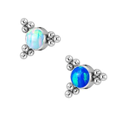 Titanium attachment for pins with light blue opal - TNA-034