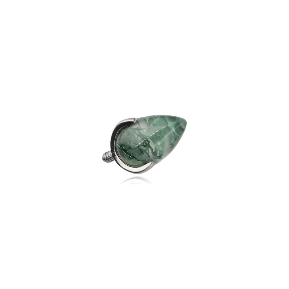 Titanium attachment with mossy agate - silver - TNA-104