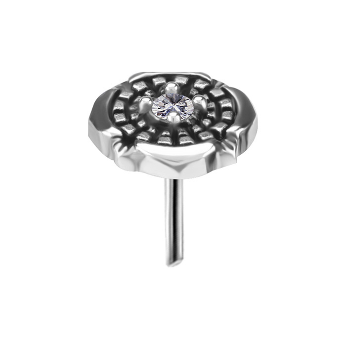 Attachment push in - flower with white zirconia - CoCr NF - silver - PI-015