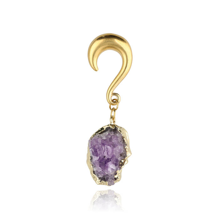 Ear weight with purple amethyst - gold - PT-177