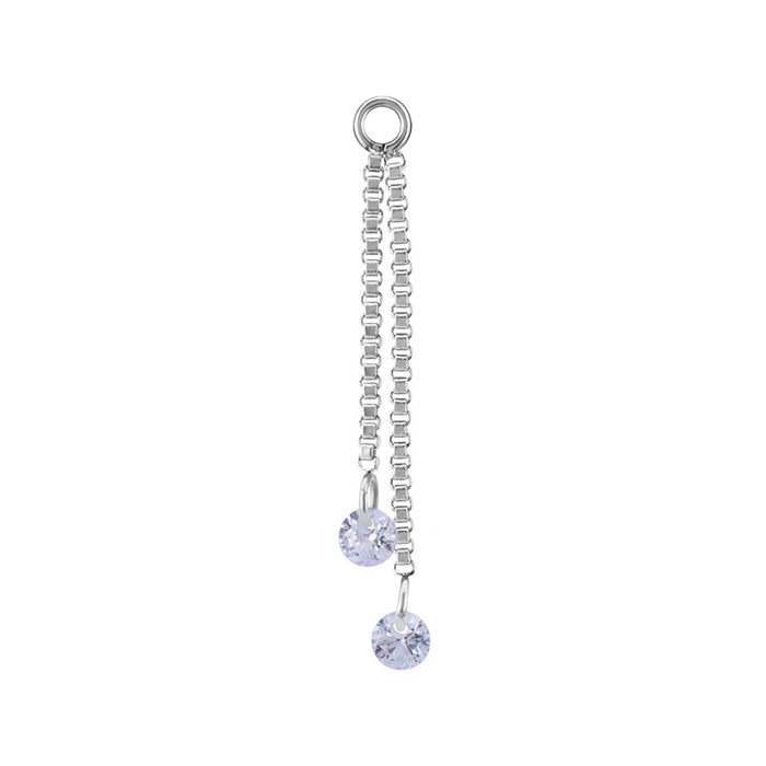 Charms chain with white zircons - silver - D-071