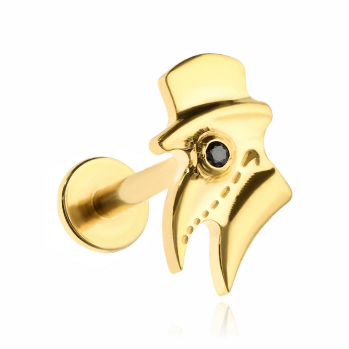 Titanium labret  Dr. Plague - gold - TGW-159