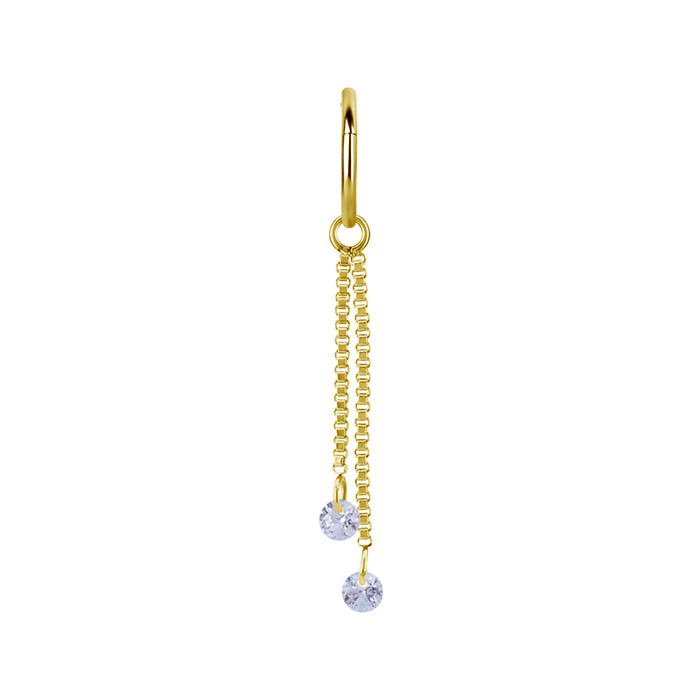 Charms chain with white zircons - gold - D-071