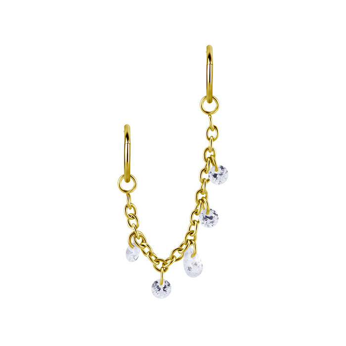 Chain with white zircons - gold - D-075