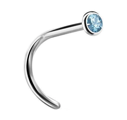 Titanium nose stud with blue zirconia - TN-011