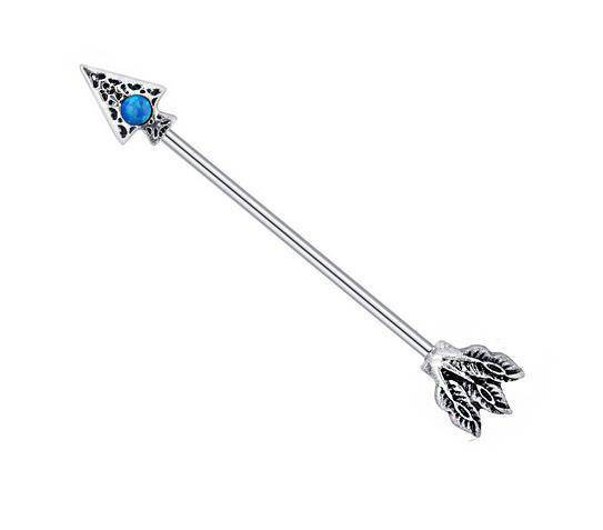 Industrial - silver arrow with blue opal - IND-037