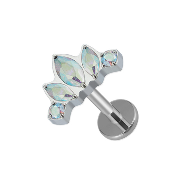 Titanium labret silver - iridescent zirconia - TGW-088