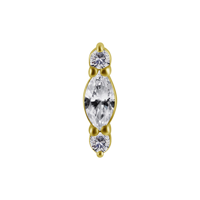 Attachment push in - with white zircons - CoCr NF - gold - PI-028