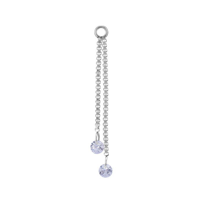 Charms chain with white zircons - silver - D-071