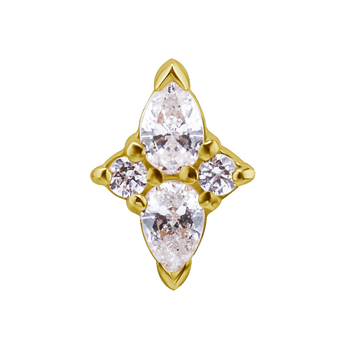 attachment 18K gold ornamental with white zircons - GD18K-046