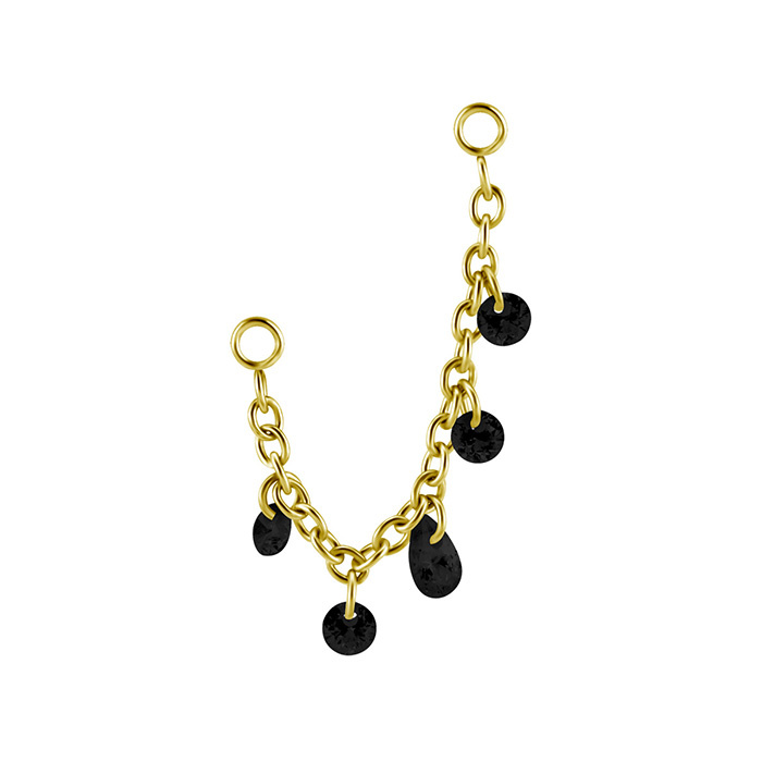 Chain with black zircons - gold - D-075