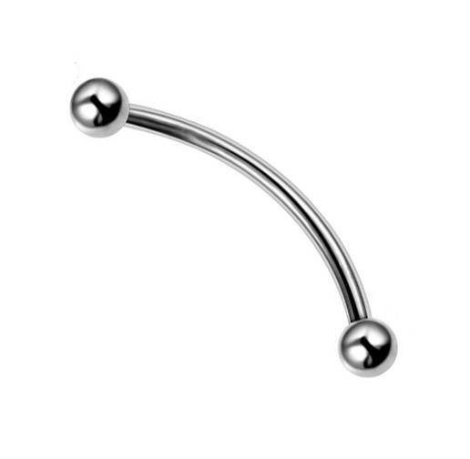 Titanium curved barbell - transverse lobe - silver - TB-001