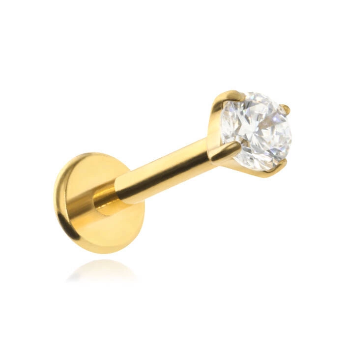 Titanium gold labret with white zirconia