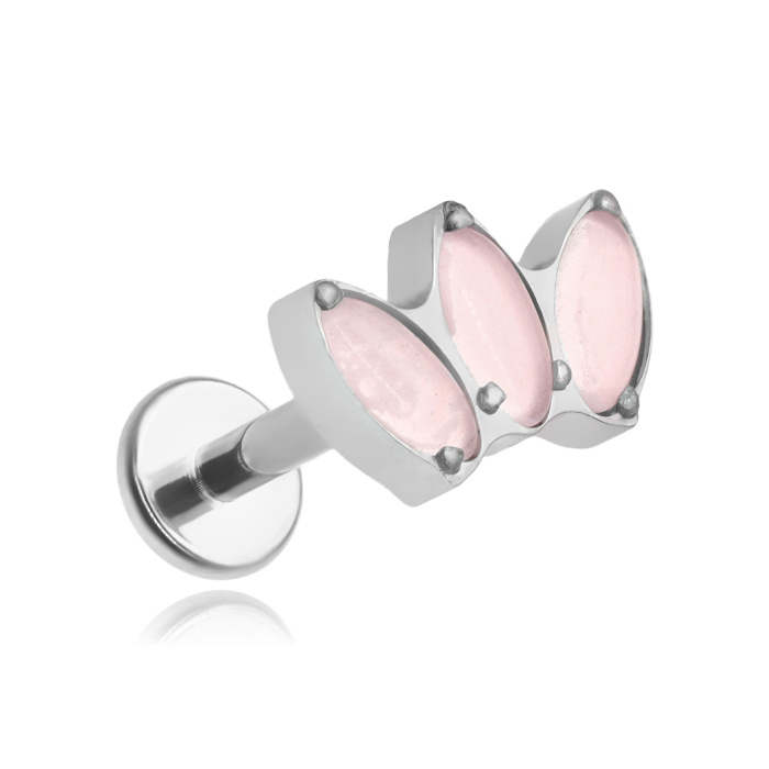 Titanium labret earring - milky pink - TGW-128