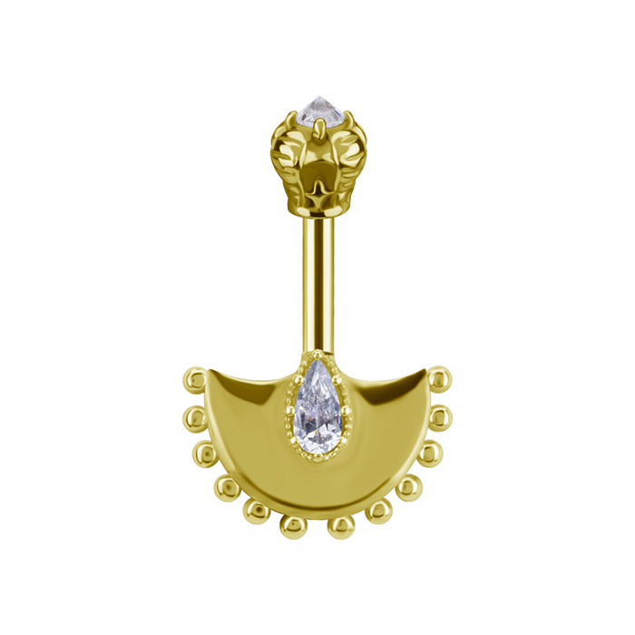 Labret tulip with white zircons - silver - LGW-053