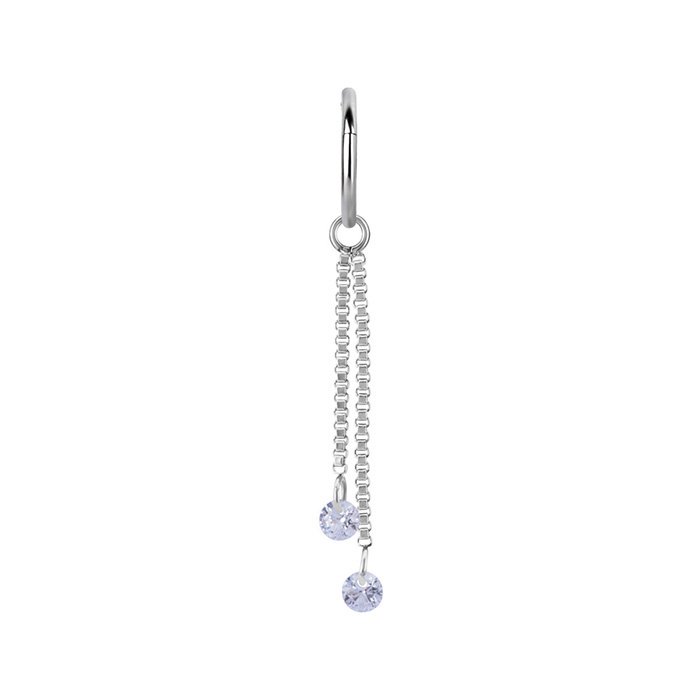 Charms chain with white zircons - silver - D-071