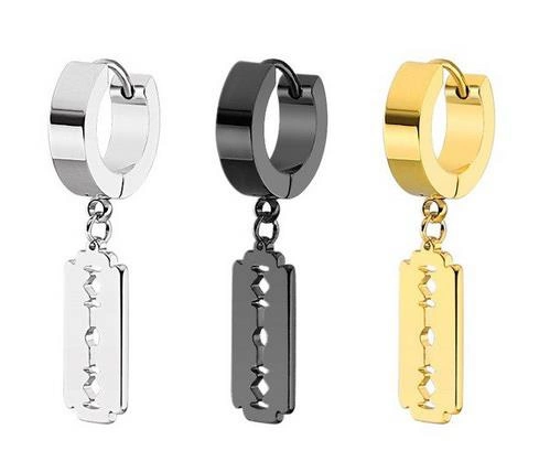 HUGGIE razor earring black - KH-007