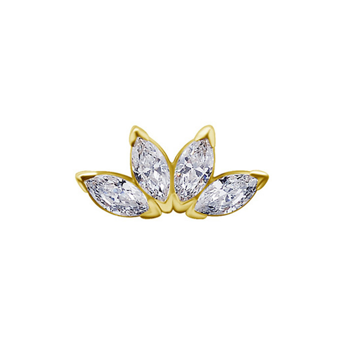 attachment 18K gold ornamental with white zircons - GD18K-040