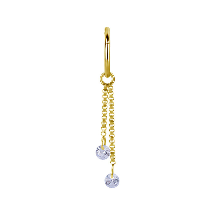 Charms chain with white zircons - gold - D-071