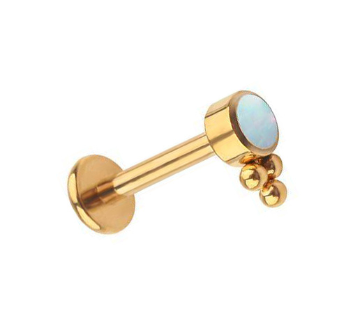 Gold titanium labret with opal OP17 - TGW-065