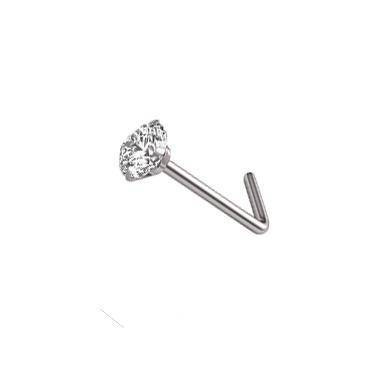 Titanium nose stud with white zirconia - TN-016