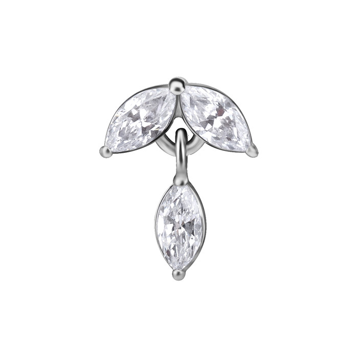 Attachment push in - leaves with white zircons - CoCr NF - silver - PI-024