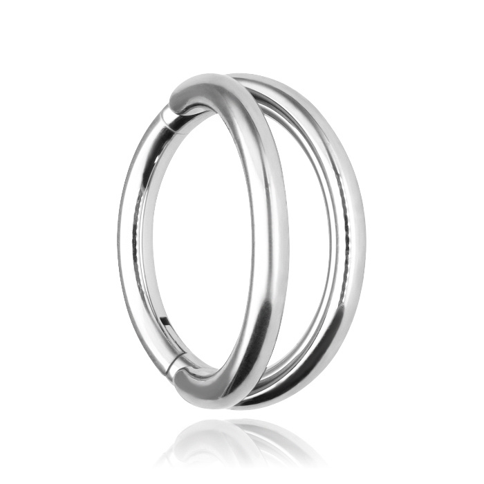 Titanium piercing ring clicker double - silver - TK-006