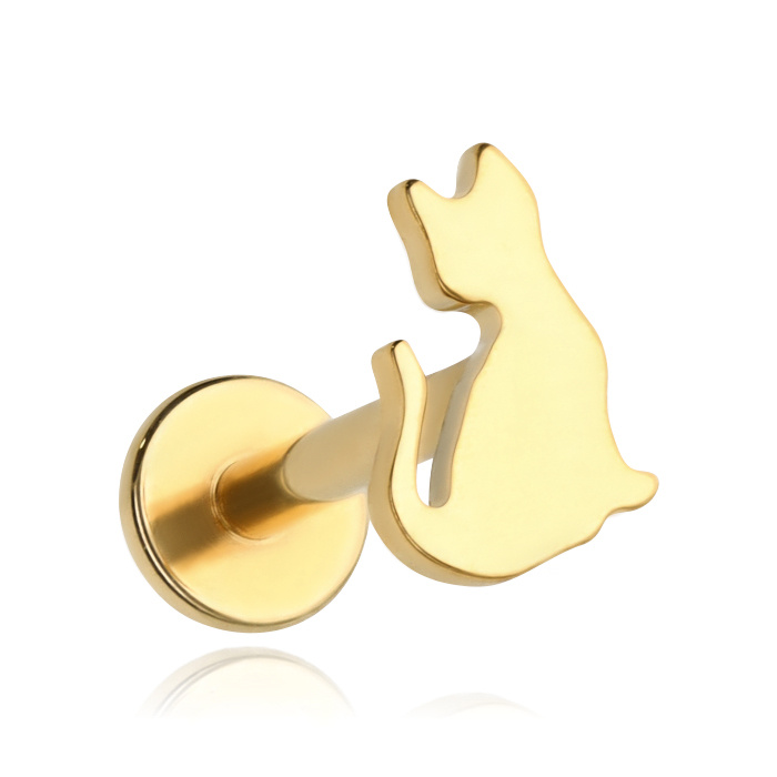 Titanium labret cat - gold - TGW-181