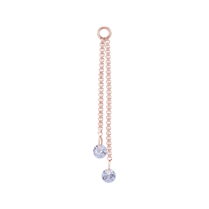 Charms chain with white cubic zirconias - rose gold - D-071