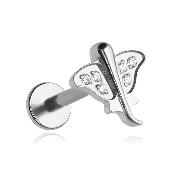 Titanium labret stingray - silver - TGW-164