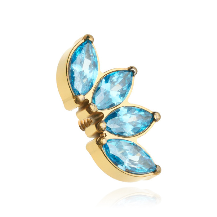 Titanium attachment gold with blue zircons - TNA-076