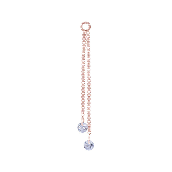 Charms chain with white cubic zirconias - rose gold - D-071