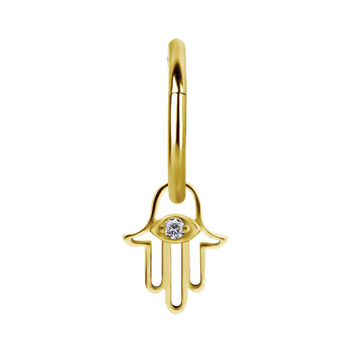 Charms - fatima's gold hand with white zirconia - D-068